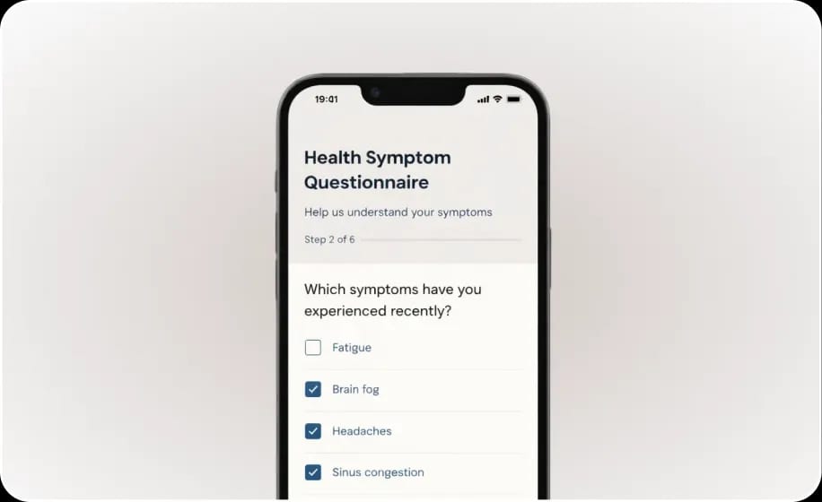 Health Symptom Questionnaire on mobile device